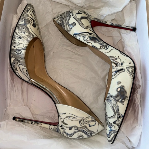 CHRISTIAN LOUBOUTIN 
Patent Marble Swirl Iriza 100 SIZE 37 1/2 - Picture 2 of 10